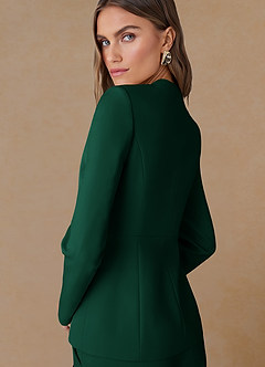 front Elara Emerald Refined Weave Tailored Blazer