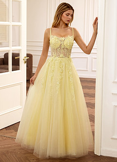 Eloise Jaune Robe de bal bustier à broderie florale et sequins, coupe trapèze image6