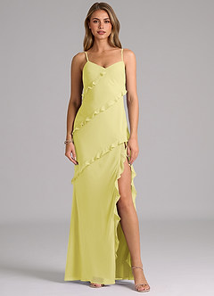 Azazie Nancie Bridesmaid Dresses Lemon Sorbet Mermaid Ruched Chiffon Dress image1