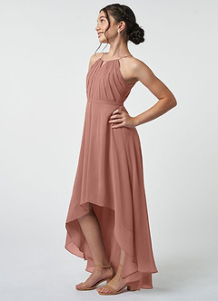 Azazie Oaklynn Junior Cedar Rose A-Line Pleated Chiffon Dress image4