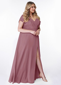 Azazie Rylee Bridesmaid Dresses Vintage Mauve A-Line Pleated Chiffon Dress image9