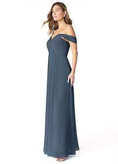 Azazie Kaitlynn Brautjungfernkleider Wandelbar Empire Gerafft Chiffon Kleid Neptunblau image4