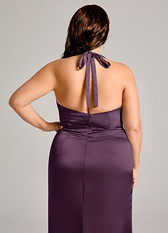 Azazie Valerie Robes de demoiselle d'honneur Robe Sirène en Satin extensible Plissée Prune image8