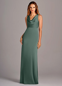Azazie Wrenlee Bridesmaid Dresses Sea Moss A-Line Stretch Satin Dress image1