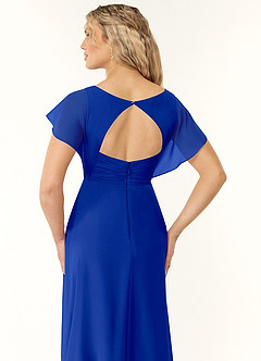 Azazie Rylee Brautjungfernkleider A-Linie Plissee Chiffon Kleid Königsblau image2