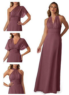 Azazie Fifi Bridesmaid Dresses Sangria A-Line Strapless Chiffon Convertible Dress image7