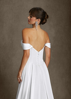 Azazie Brittney Hochzeitskleider A-Linie Schulterfrei Stretch-Satin Kleid Diamantweiß image9