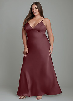 Azazie Stefania Vestidos de damas de honor Vestido Sangrado de Satén Elástico de Línea A image12