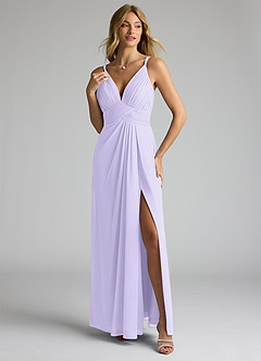 Azazie Maren Allure Bridesmaid Dresses Lilac A-Line V-Neck Lace Chiffon Dress image1