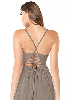 Azazie Aaida Brautjungfernkleider A-Linie Korsett Chiffon Kleid Taupe image3