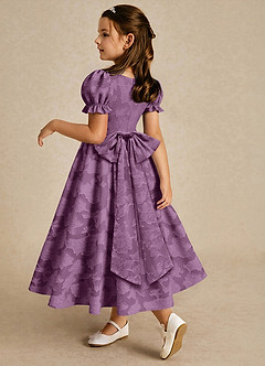 Azazie Joss Flower Girl Dresses Wisteria A-Line with Sleeves Floral Burnout Dress image2