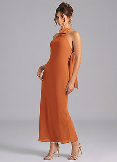Azazie Velli Bridesmaid Dresses Cinnamon Mermaid High Neck Chiffon Dress image1