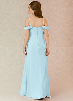 Azazie Kaitlynn Junior Cloud Blue A-Line Off the Shoulder Chiffon Dress image2