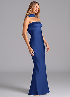 Azazie Lusinda Brautjungfernkleider Meerjungfrau-Linie Schulterfrei Stretch-Satin Kleid Königsblau image6