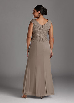 Azazie Calathea Mother of the Bride Dresses Taupe A-Line Lace Dress image9