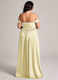 Azazie Calianna Bridesmaid Dresses Lemon Sorbet A-Line Off the Shoulder Stretch Satin Convertible Dress image7