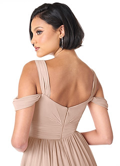 Azazie Lianne Bridesmaid Dresses English Rose A-Line Off the Shoulder Chiffon Dress image6