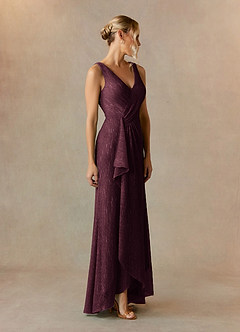 Upstudio Tuscon Mother of the Bride Dresses A-Line V-Neck Ruched Metallic Mesh Asymmetrical Dress image2
