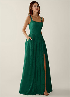 Megan Hunter Green Lace A-line Prom Dress image4