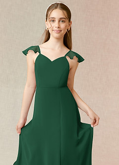 Azazie Everett Junior Vestido de Verde Oscuro de Gasa de Corte En A image5