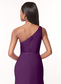 Azazie Liza Bridesmaid Dresses Grape Mermaid One Shoulder Chiffon Dress image3