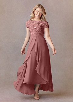 Azazie Mamie Mother of the Bride Dresses Desert Rose A-Line Lace Chiffon Dress image1