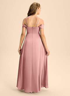 Azazie Anselie Junior Rosette A-Line Off the Shoulder Stretch Satin Dress image2
