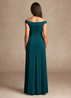 Azazie Ewa Mother of the Bride Dresses Pine A-Line Off the Shoulder Mesh Dress image3