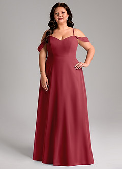 Azazie Marley Jurken voor bruidsmeisjes Converteerbaar Jurk van Chiffon met A-Lijn Off the Shoulder Granaatappel image11