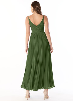 Azazie Raychelle Bridesmaid Dresses Olive A-Line V-Neck Chiffon Dress image2