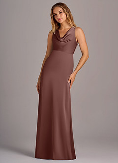 Azazie Wrenlee Bridesmaid Dresses Espresso A-Line Stretch Satin Dress image5