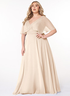 Azazie Pamela Bridesmaid Dresses White Alabaster A-Line V-Neck Pleated Chiffon Dress image6