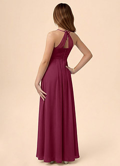 Azazie Ginny Junior Linia A Pofałdowany Szyfon Długość podłogi Młodsza druhna Sukienka image2