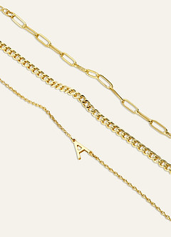 front 3 Piece Initial Letter Bracelet Set