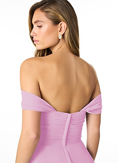 Azazie Kaitlynn Bridesmaid Dresses Candy Pink Empire Ruched Chiffon Convertible Dress image6