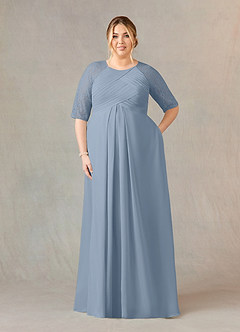 Azazie Barrymore Final Sale Dusty Blue A-Line Scoop lace Chiffon Dress image7