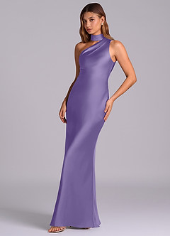 Azazie Seona Bridesmaid Dresses Tahiti Mermaid One Shoulder Stretch Satin Dress image6