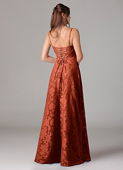 Azazie Valentine Brautjungfernkleider A-Linie Herzausschnitt Blumen-Burnout Kleid Rotbraun image5