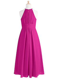 Azazie Bonnie Junior Fuchsia A-Line Pleated Chiffon Dress image6