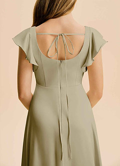 Azazie Bondi Junior Moss Green A-Line Side Slit Stretch Satin Dress image6