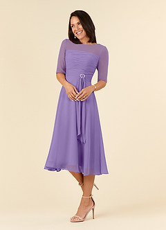 Azazie Naomi Kleider für die Brautmutter A-Linie Bootshals Gefaltet Chiffon Kleid Tahiti image3