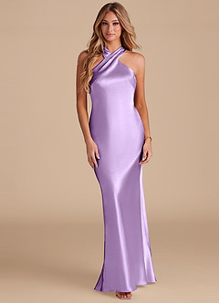 Azazie Doretta Bridesmaid Dresses Lilac Mermaid Bow Metallic Satin Dress image3