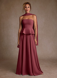 Azazie Josabeth Kleider für die Brautmutter A-Linie Plissee Chiffon Kleid Merlot image5