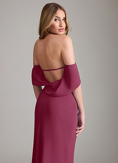 Azazie Lusinda Bridesmaid Dresses Mulberry Mermaid Off the Shoulder Chiffon Convertible Dress image3