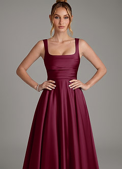 Azazie Azaria Bridesmaid Dresses Mulberry A-Line Corset Stretch Satin Dress image6