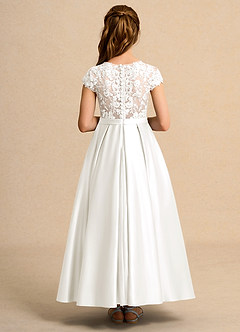 Azazie Bunny Girl Jurken voor bloemenmeisjes Baljurk Jurk van Kant Ivoor image2