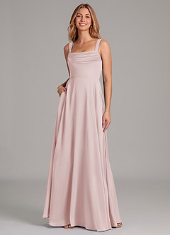 Azazie Shaude Bridesmaid Dresses Blushing Pink A-Line Pleated Chiffon Dress image3