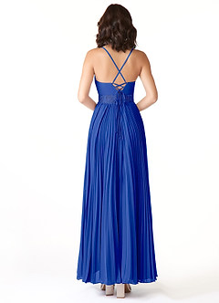 Azazie Devyn Abiti da Damigella Abito A-Line in Chiffon Corsetto Blu Reale image2