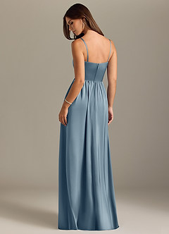 Azazie Calianna Bridesmaid Dresses Dusty Blue A-Line Off the Shoulder Stretch Satin Convertible Dress image2