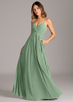 Azazie Amani Bridesmaid Dresses Matcha A-Line Pleated Chiffon Dress image1
